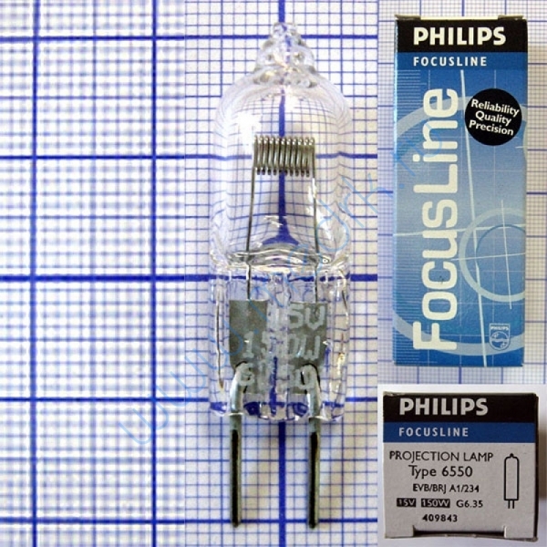 Лампа галогенная (галогеновая) Philips 6550 150W 15V G6.35  Вид 1