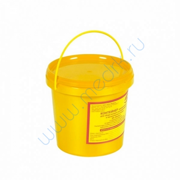Емкость для сбора колюще-режущих медицинских отходов 1 литр (желтый) 