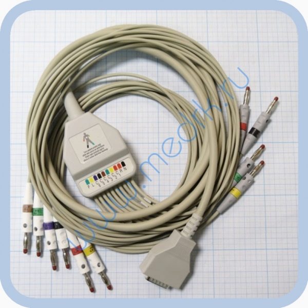 ЭКГ кабель пациента (отведения) Fiab F6746R без скоб, с 4-мм штекерами  Вид 5