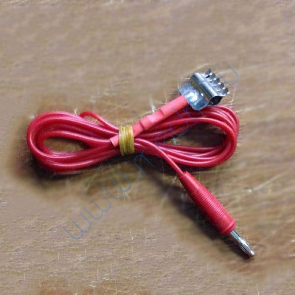 Кабель силиконовый красный, разъем для подсоединения к аппарату - штекер 