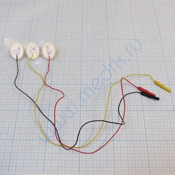 Электрод однораз 23х30мм, PG10S/RU2330W-DIN для новорожд. с кабелем 50 см и разъёмом 1,5мм (уп/3 шт.) 