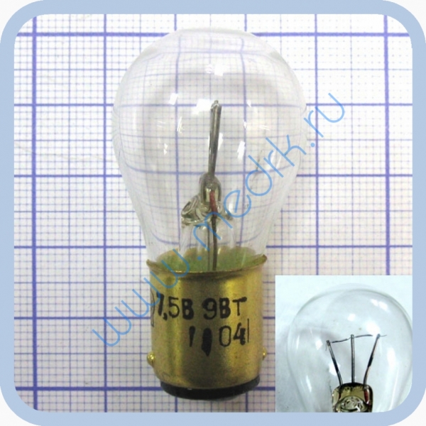Лампа накаливания электрическая самолетная СМ 7,5-9 B15d/18 